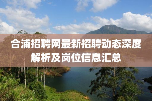 合浦招聘网最新招聘动态深度解析及岗位信息汇总