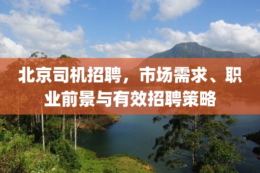 北京司机招聘，市场需求、职业前景与有效招聘策略